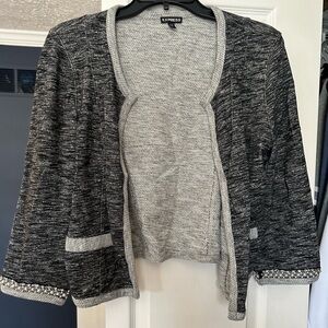 Express gray cardigan with pearls